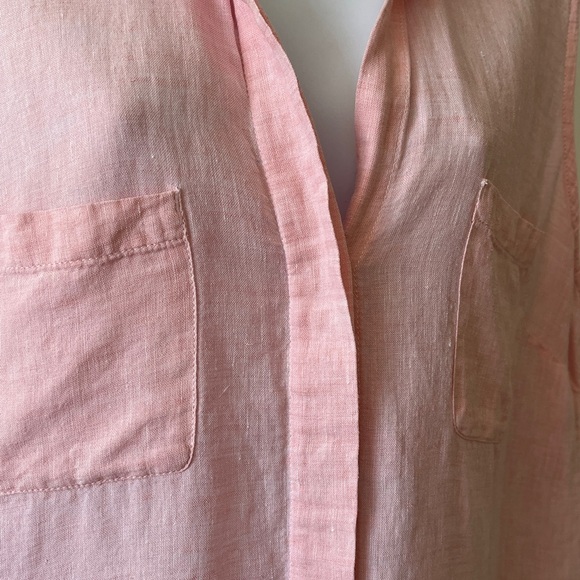 Saks 100% Linen Top Long Sleeveless Womens XL Pink Lightweight Coastal Beachy - Picture 8 of 16